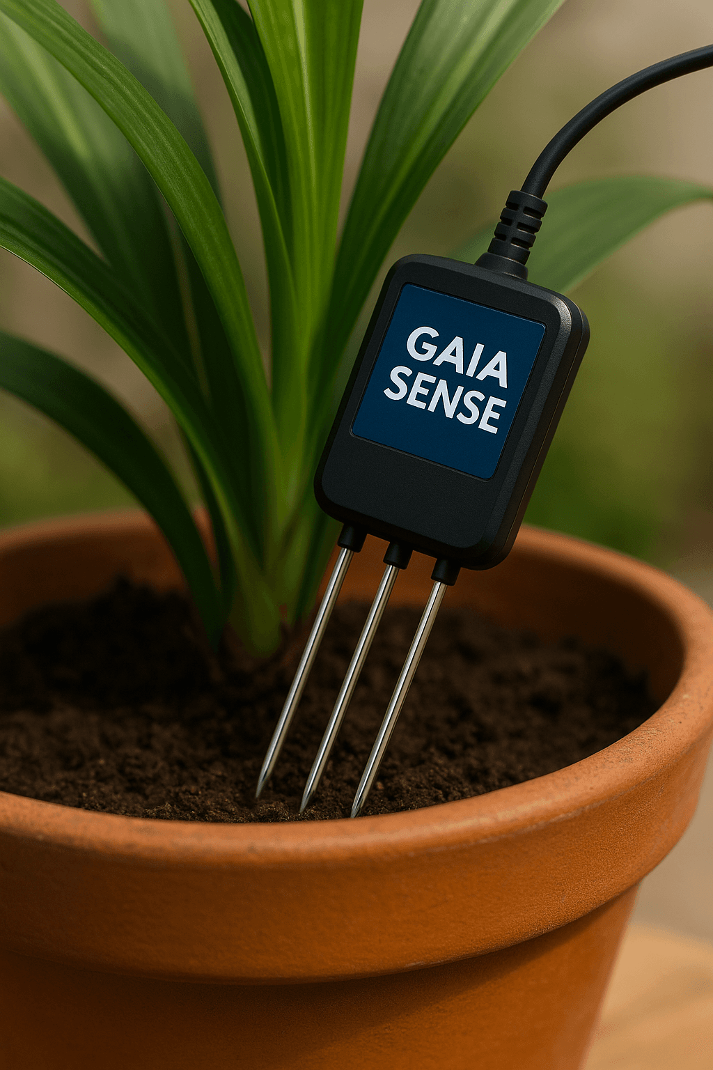 Sensor de humedad en planta de interior